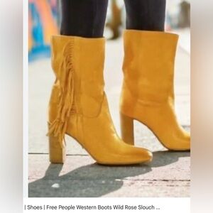 Free People Mustard Heeled Western Boots NW/Box. Size 37 or 6